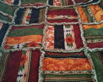 Edredón de retazos del suroeste/manta azteca/manta de 50" x 64"