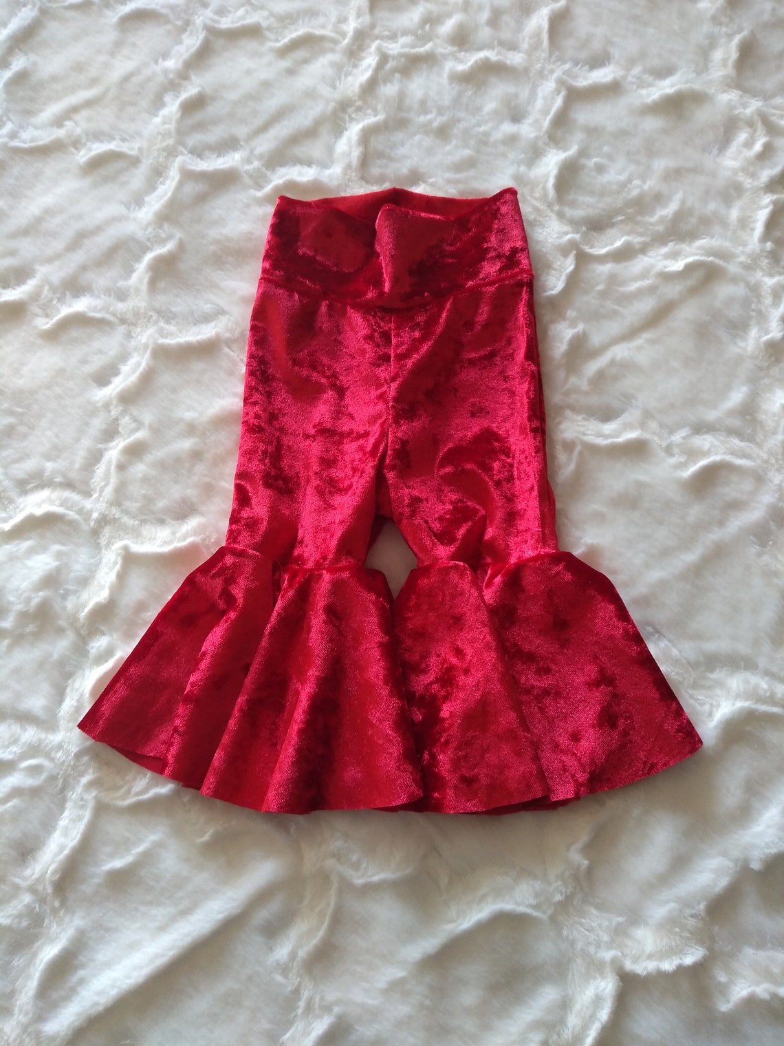 Baby Bell Bottoms/girls Red Crushed Velvet Bell Bottoms Etsy