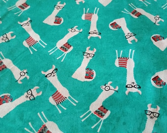 Llama cotton fabric/teal/sewing/quilting