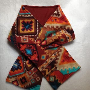 Reversible Fleece Keyhole Scarf - Aztec Print, Neck Warmer