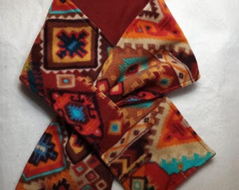 Reversible Fleece Keyhole Scarf - Aztec Print, Neck Warmer