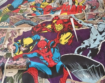Remnant marvel comics cotton fabric/30" x 43" /sewing/quilting/material