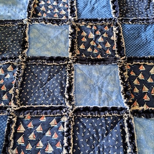 Rag quilt/Baby  rag quilt/ minky rag quilt/stroller rag quilt/sail boat  rag quilt/ Rag  bedding/ blue Rag quilt/boy rag quilt