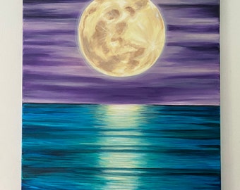 Moon Over Ocean Etsy Moon Over Ocean Etsy