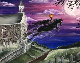 Headless HOrseman OF SLeepy Hollow Painting.