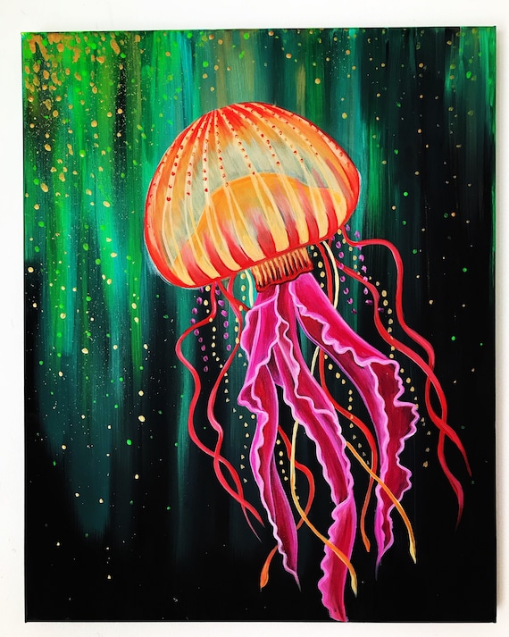 絵画 （大型117cm） 美術品 クラゲ 油絵 日本画 額縁 絵画 （大型117cm