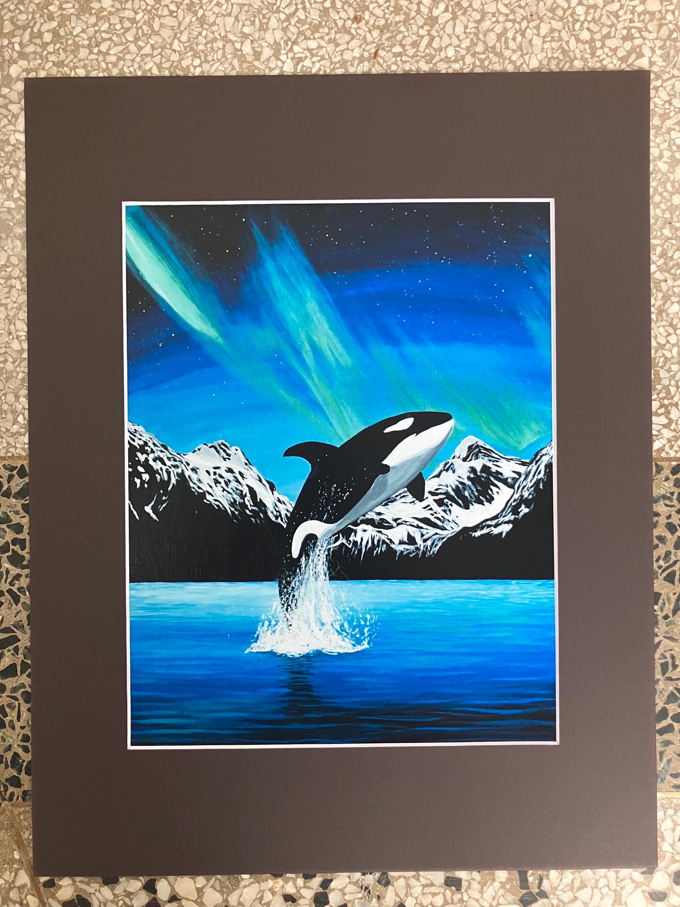 Orca & Aurora Borealis Art Print, Ocean Lover Gift - Etsy