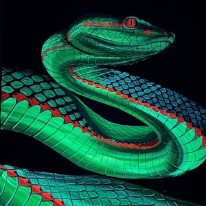 Viper snake black light original painting. Prints available