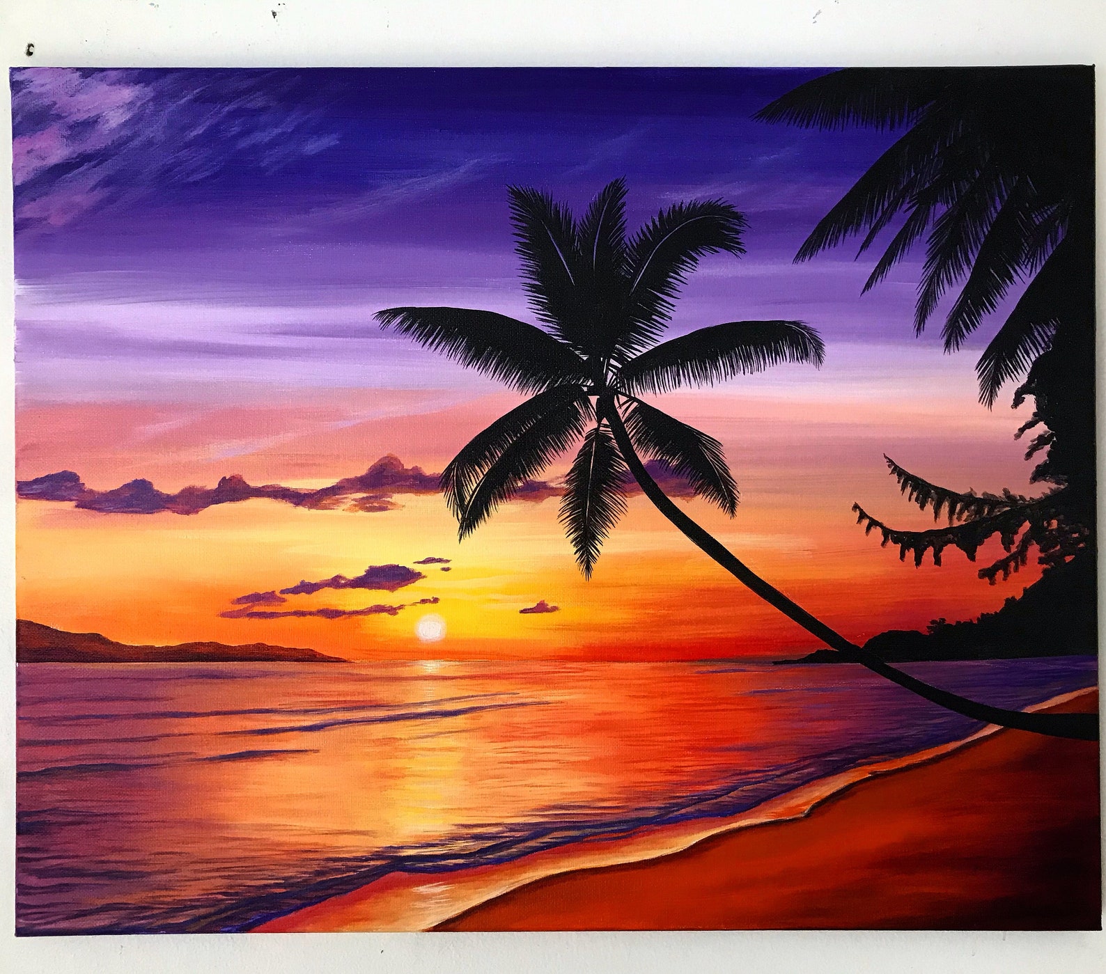 Tropical Paradise Acrylic Painting Etsy