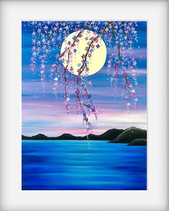 グラフィックアート Biwako360°(spring) Japanese Cherry Blossom Artwork Spring Zen Painting - Etsy
