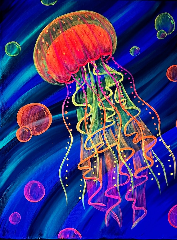 Peinture de méduse à lumière noire -  France