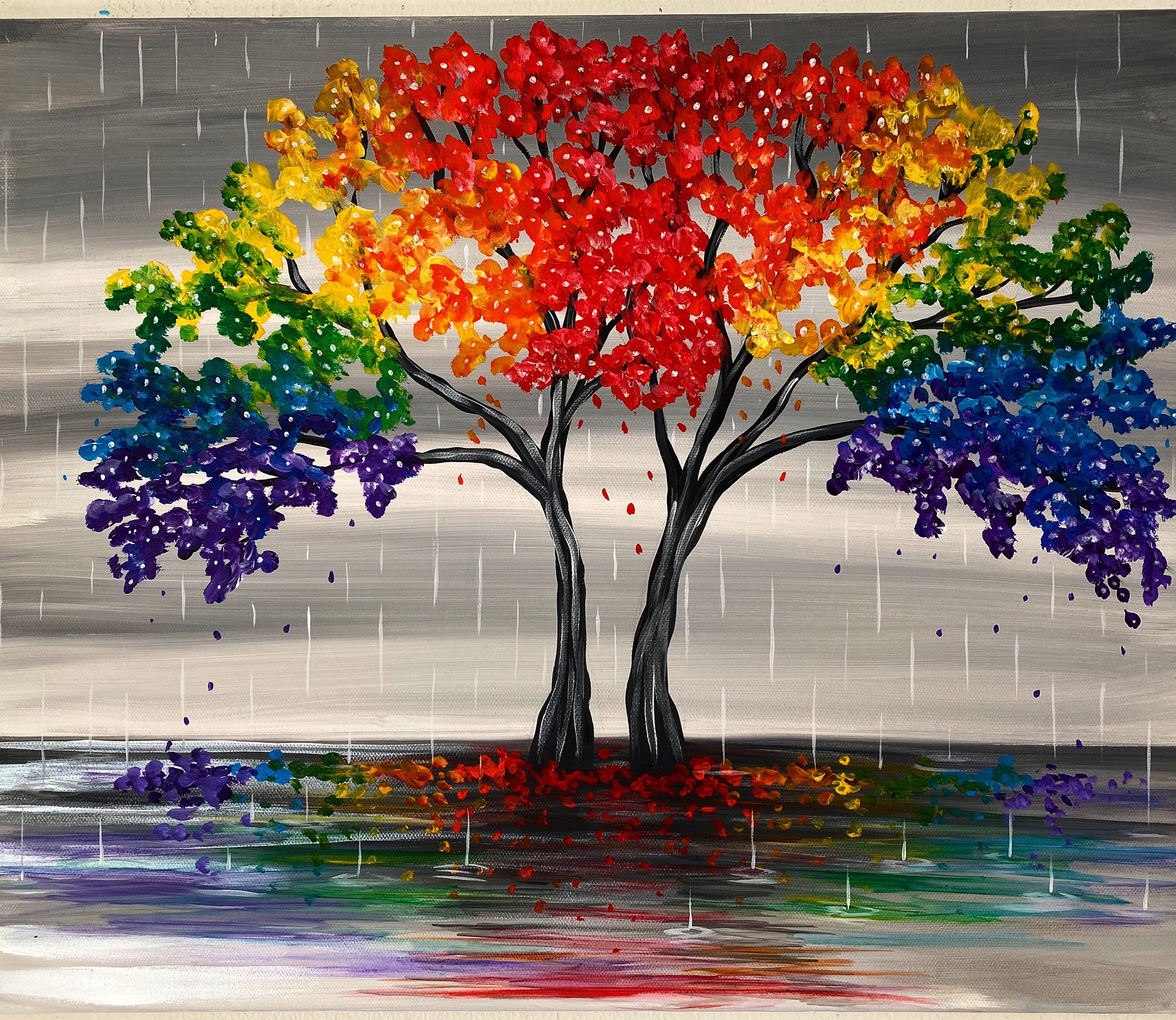 Rainbow tree cheap painting