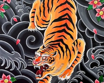 Tiger art Japanese style painting