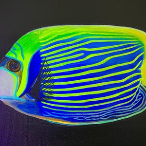 angelfish black light acrylic painting