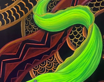 Hawaiian tribal eel black light painting