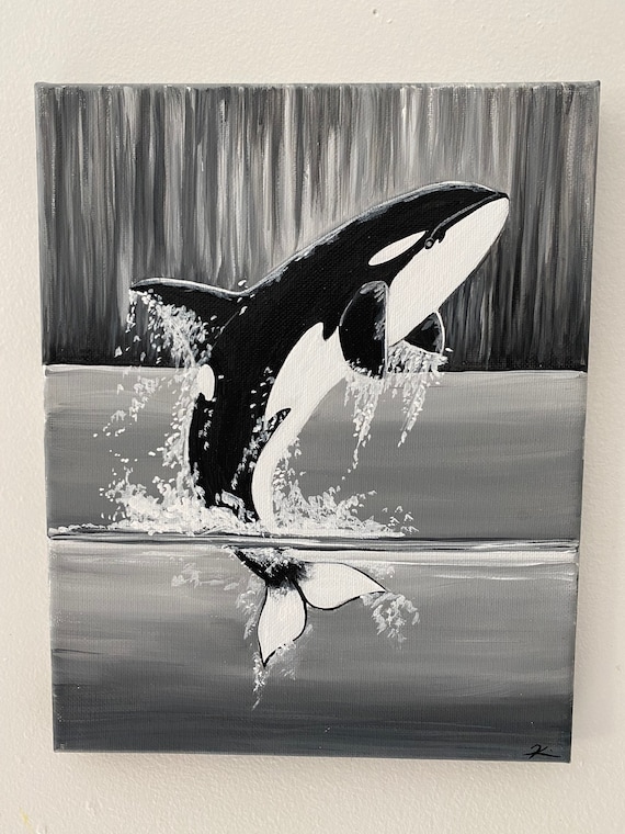 Orca Black and White Painting - Etsy Norway