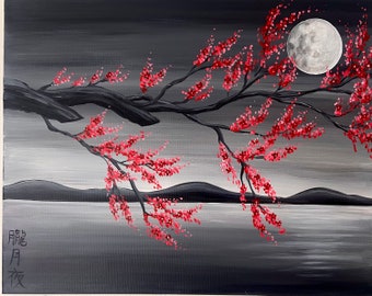 cherry blossom moonlight art