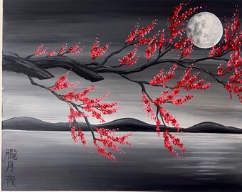 cherry blossom moonlight art