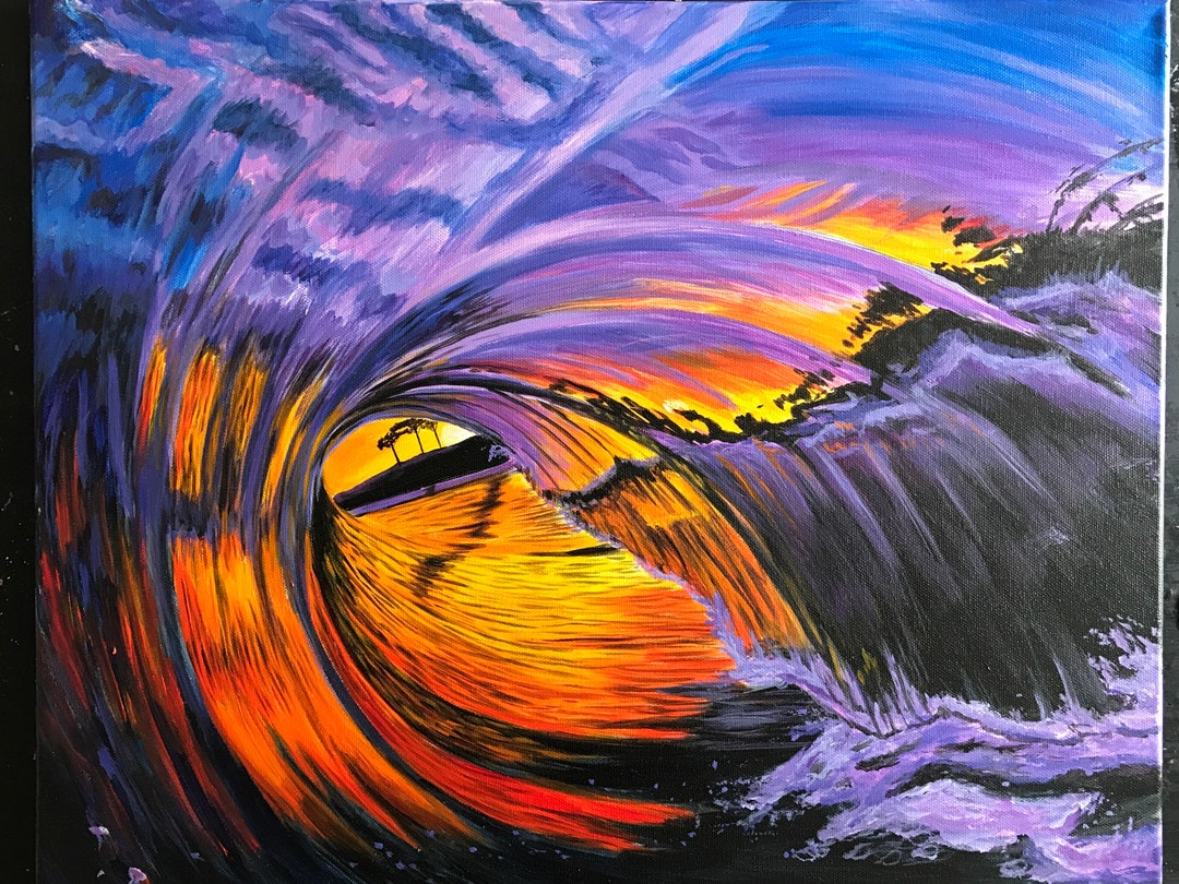 Kauai Wave Art Print, Purple Hawaiian Seascape, 11x14 Matted - Etsy