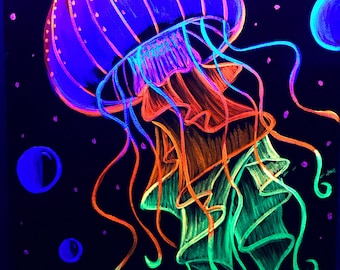 Psychedelic Jellyfish . Blacklight - Etsy