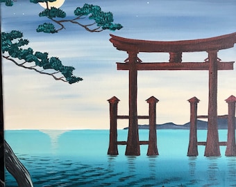 Japanese painting of torii gate