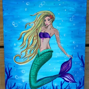Blonde mermaid art
