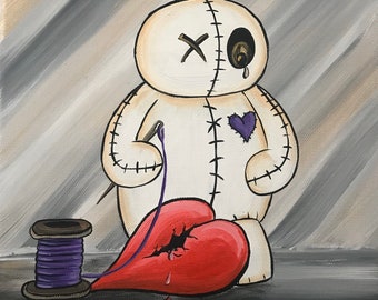 Voodoo doll painting cute goth art