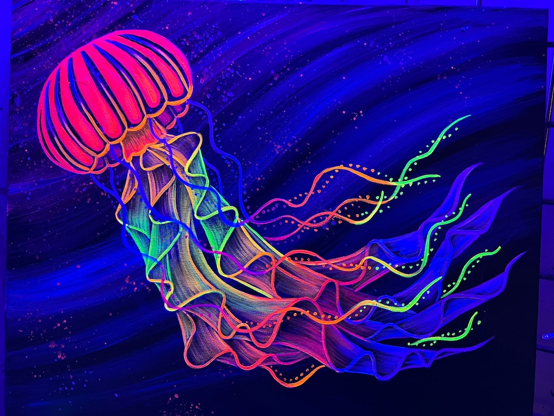 Original Black Light Jellyfish Painting Etsy
