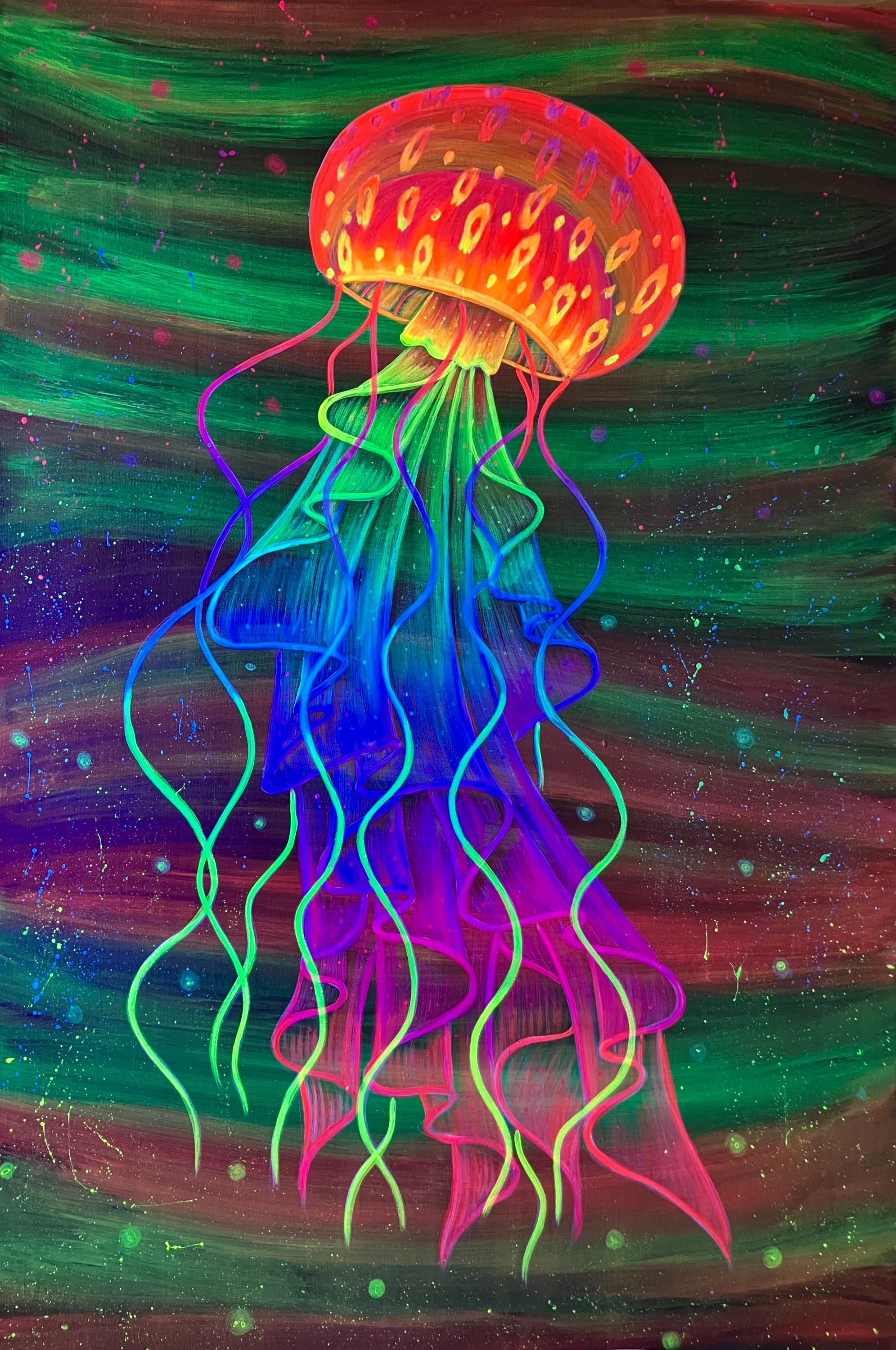 Blacklight Rainbow Jellyfish Painting - Etsy