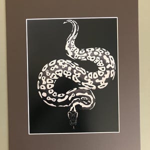 Ghost ball python artwork 11x14 matted print inches