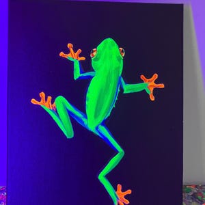 red eyed tree frog original black light painting