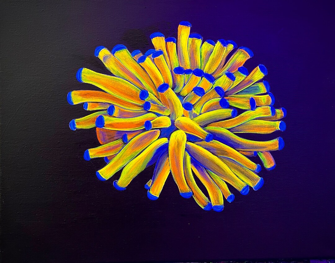 Torch Coral Original Black Light Painting Etsy
