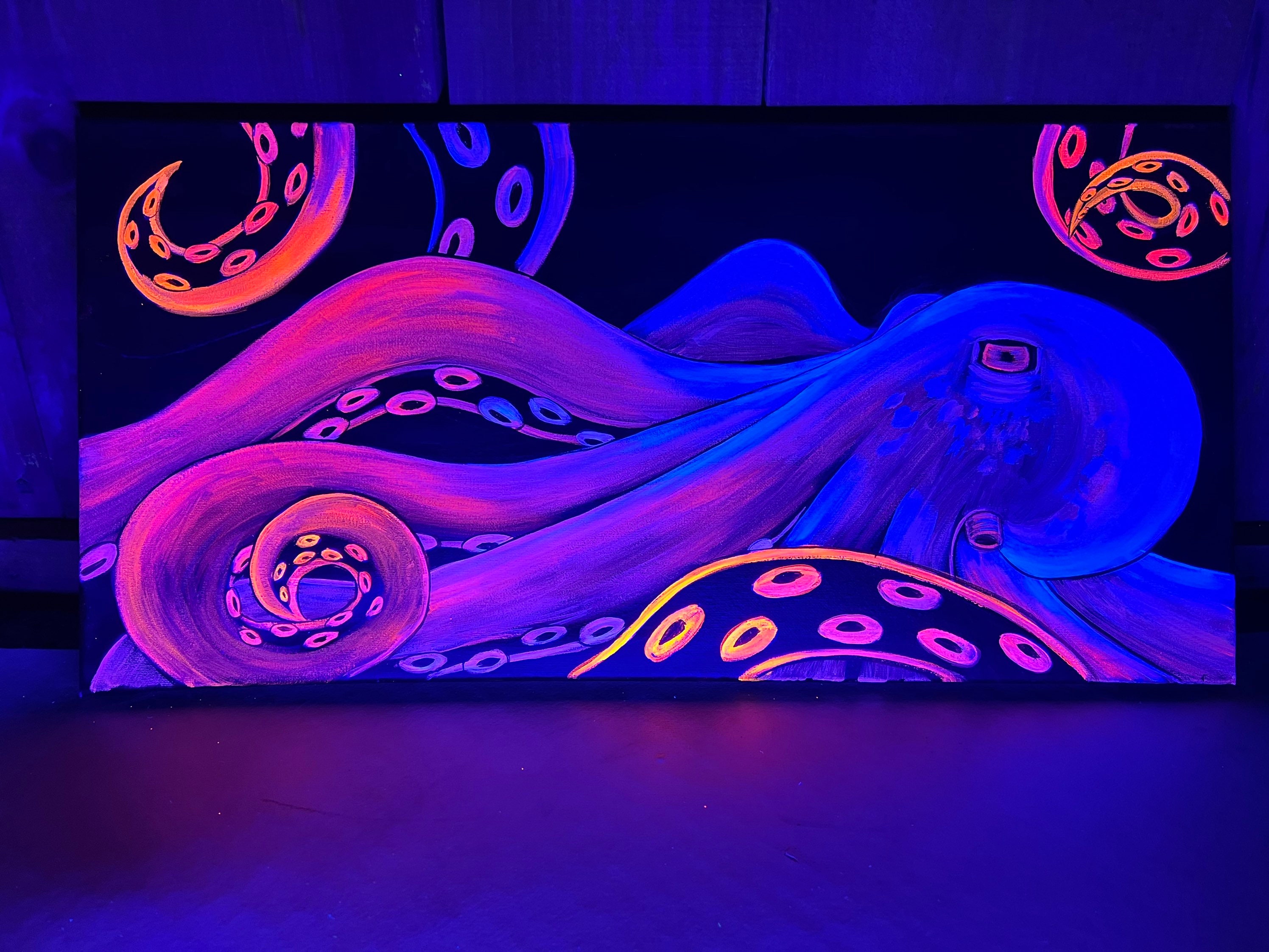 Black Light Octopus Painting - Etsy, image size:2992x2244