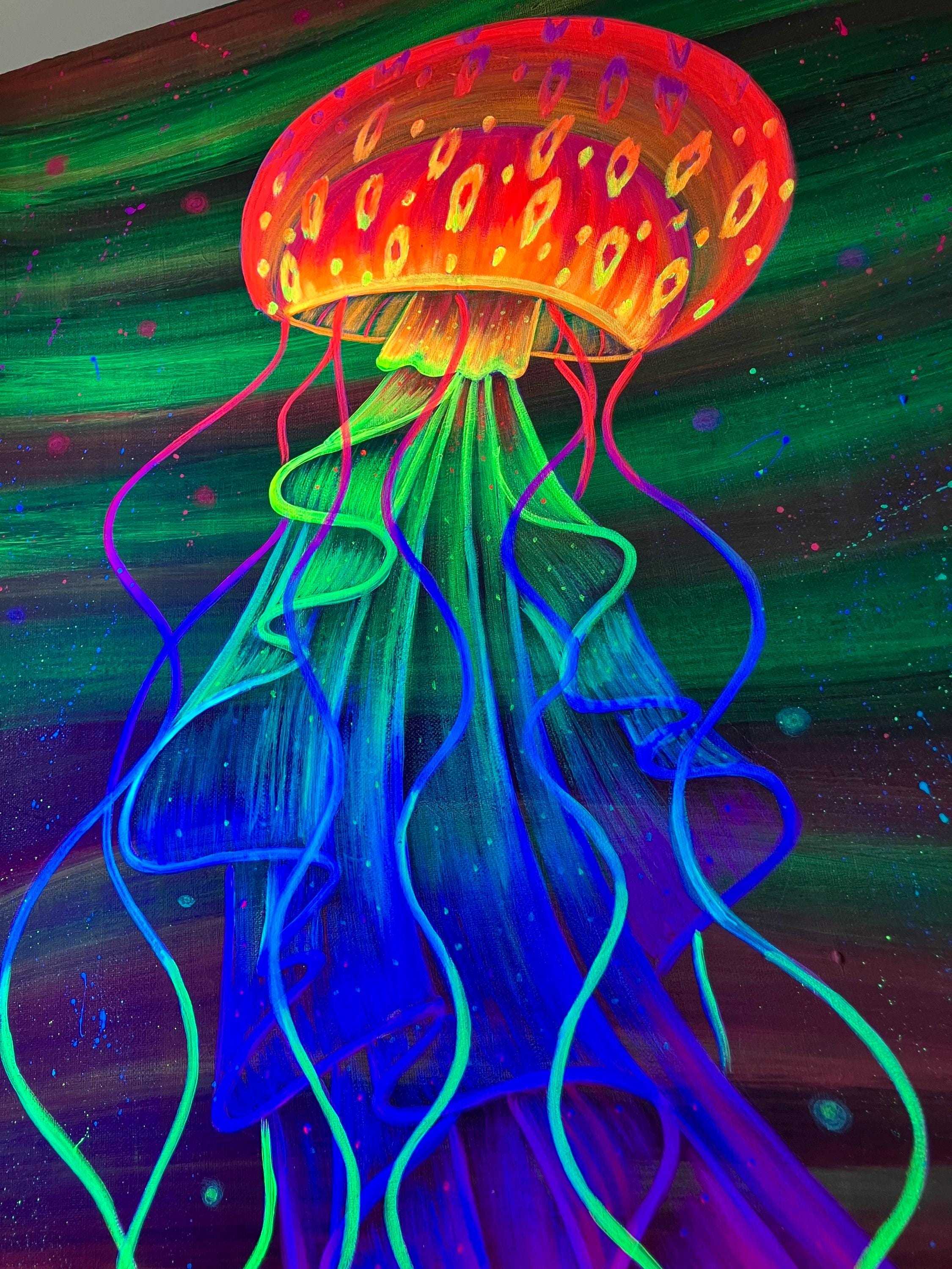 Blacklight Rainbow Jellyfish Painting - Etsy