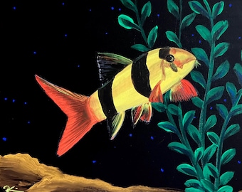 Clown Loach original blacklight painting