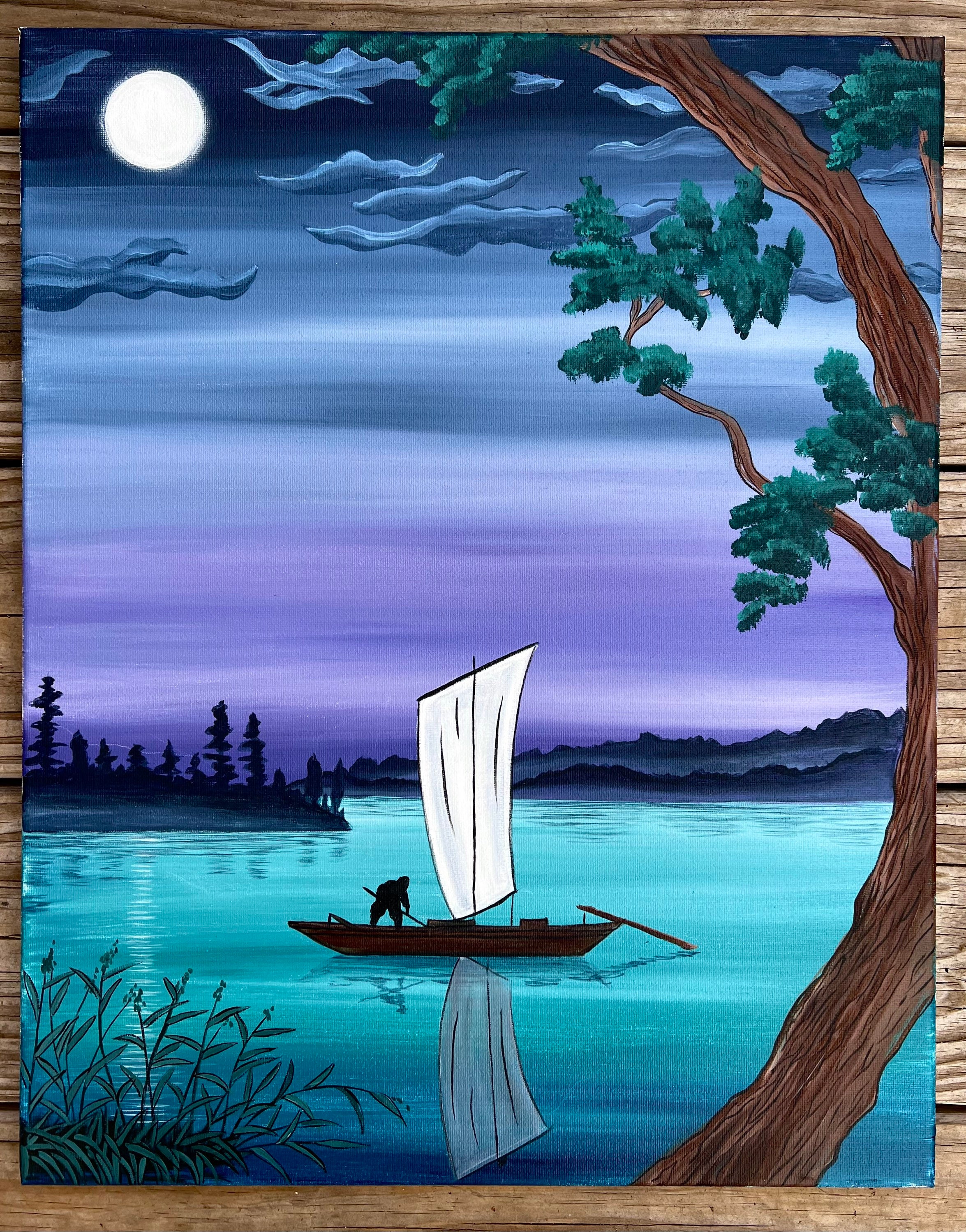 Japanese Woodblock Inspired Seascape Painting, 16x20 Canvas - Etsy