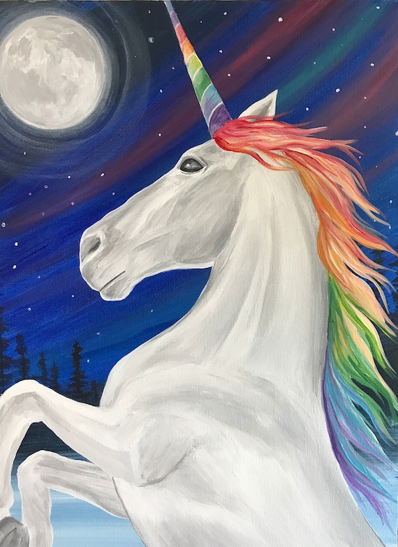 Rainbow Unicorn Painting Etsy