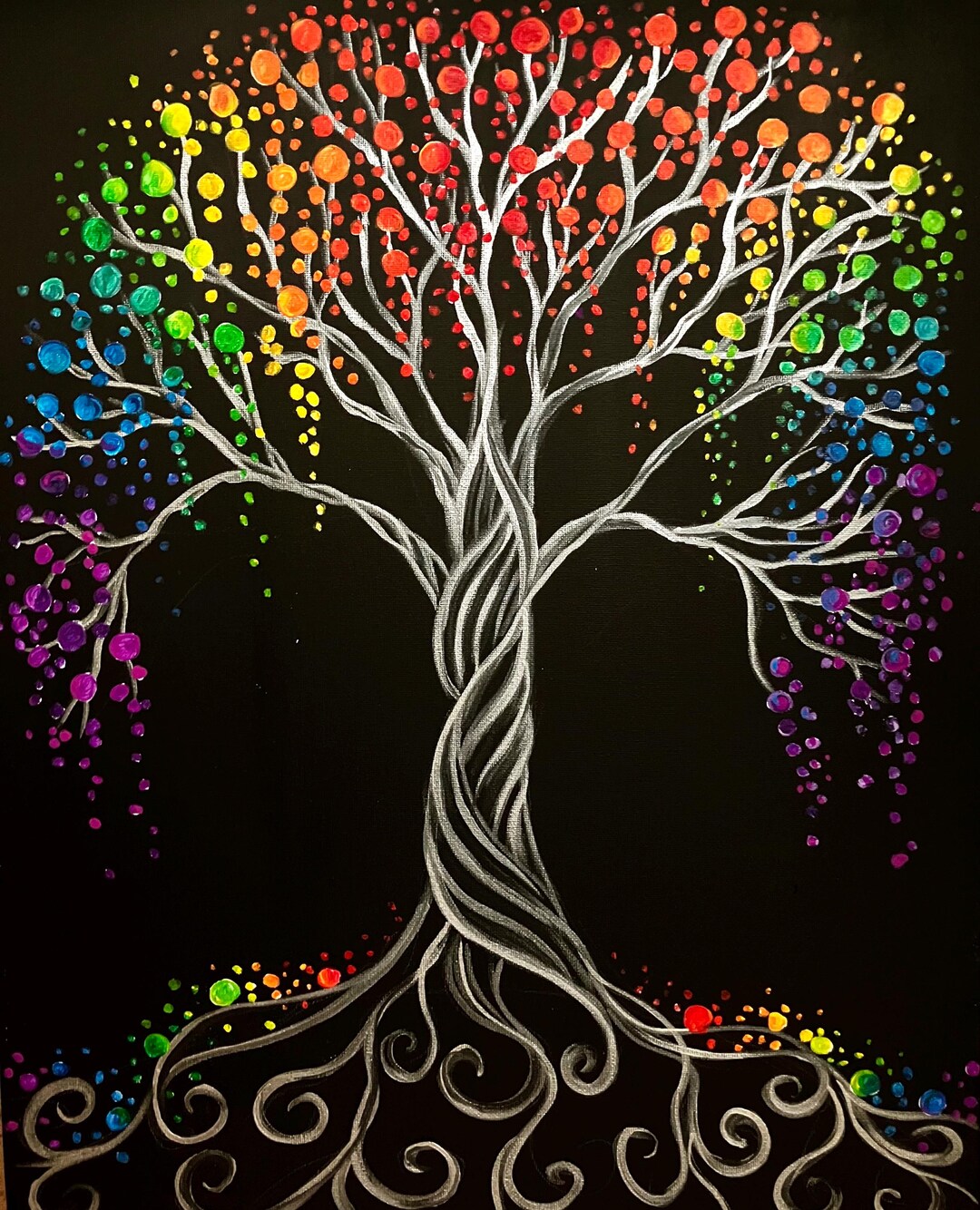 Dark Rainbow Tree Art - Etsy