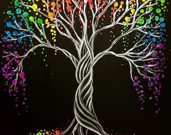 Rainbow Tree IV - Colorful Original Tree Painting - Etsy