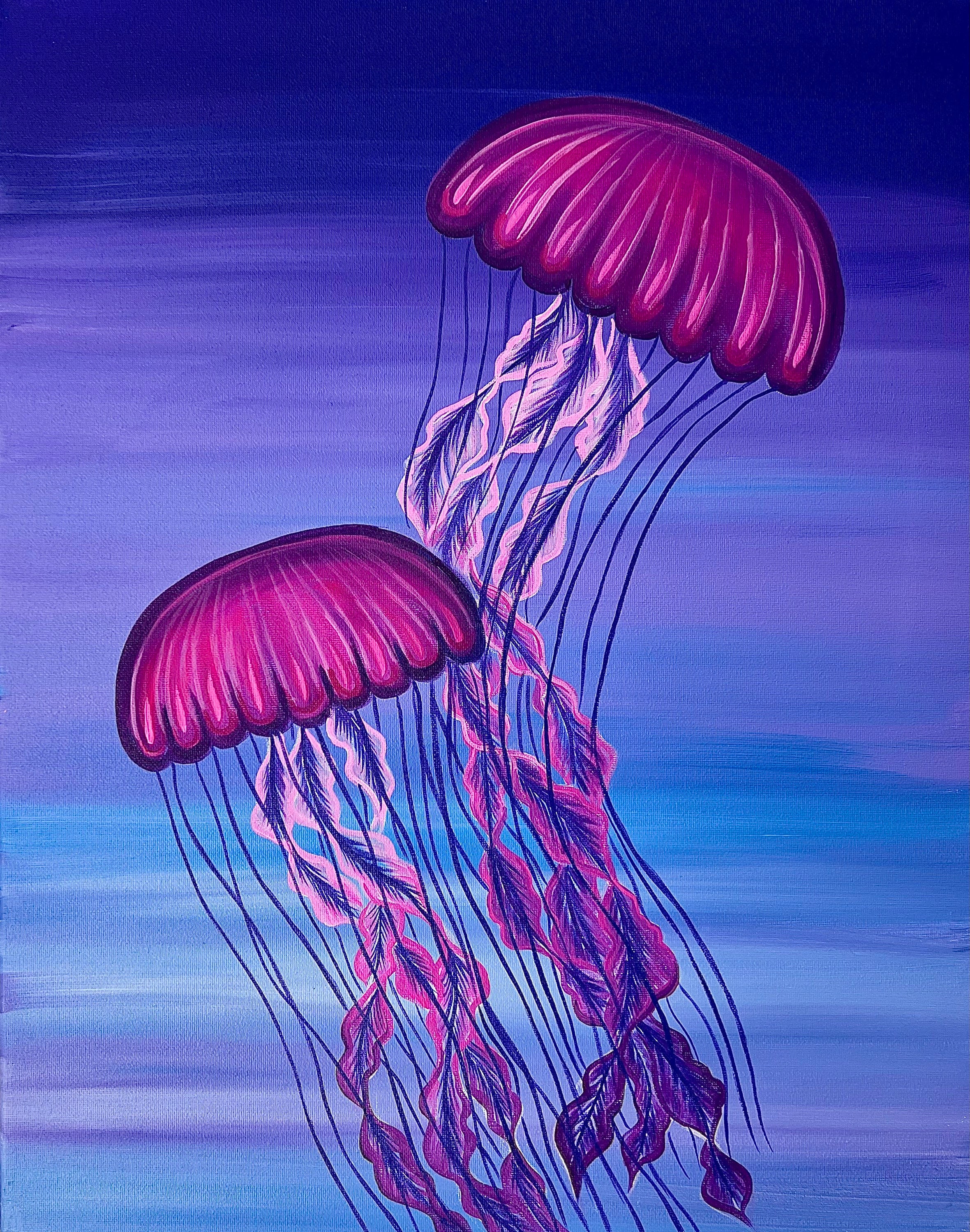 Purple Pink Jellyfish Painting - Etsy