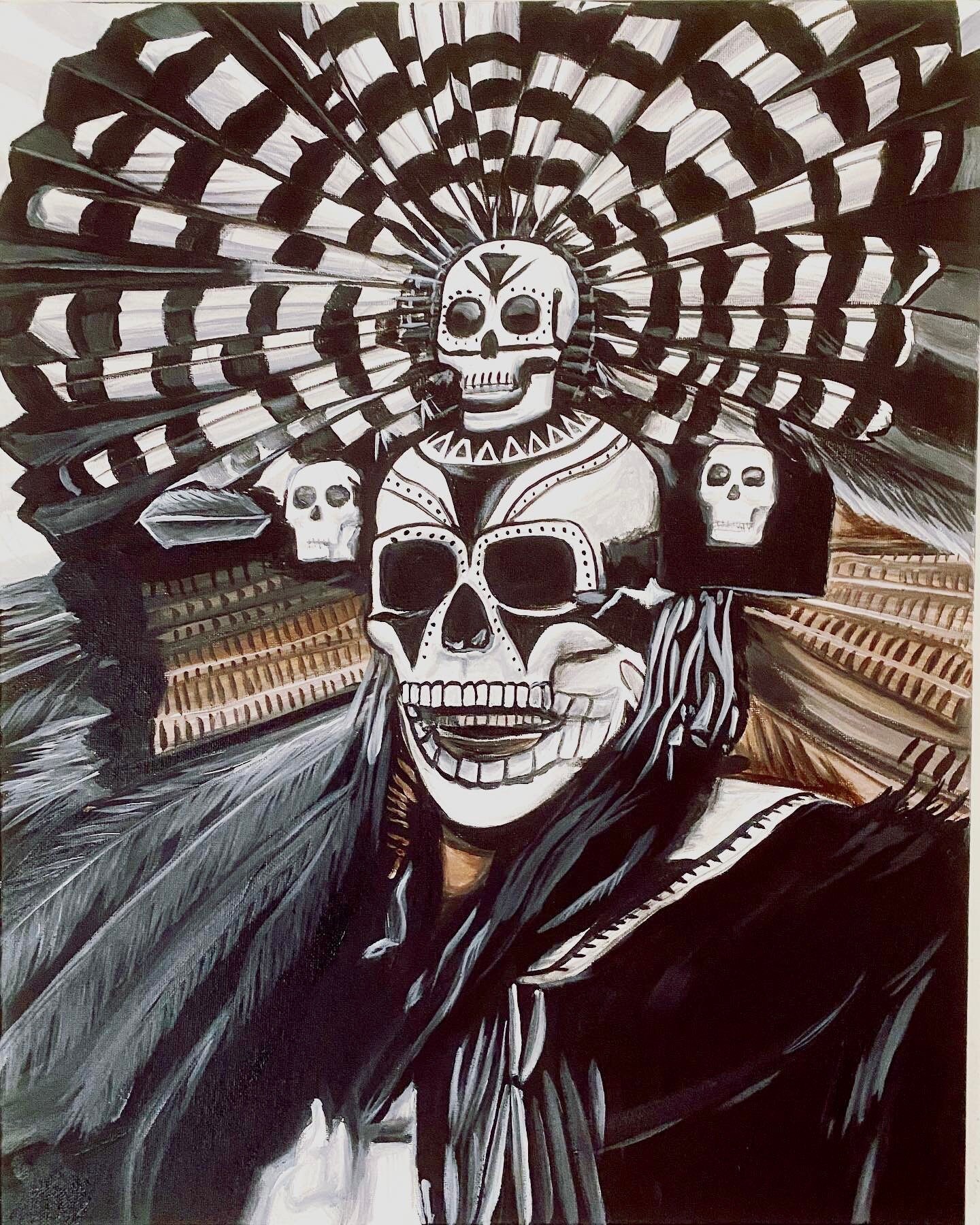 Aztec Day of the Dead Art Print, Matted 11x14 - Etsy
