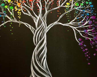 Dark Rainbow Tree Art - Etsy