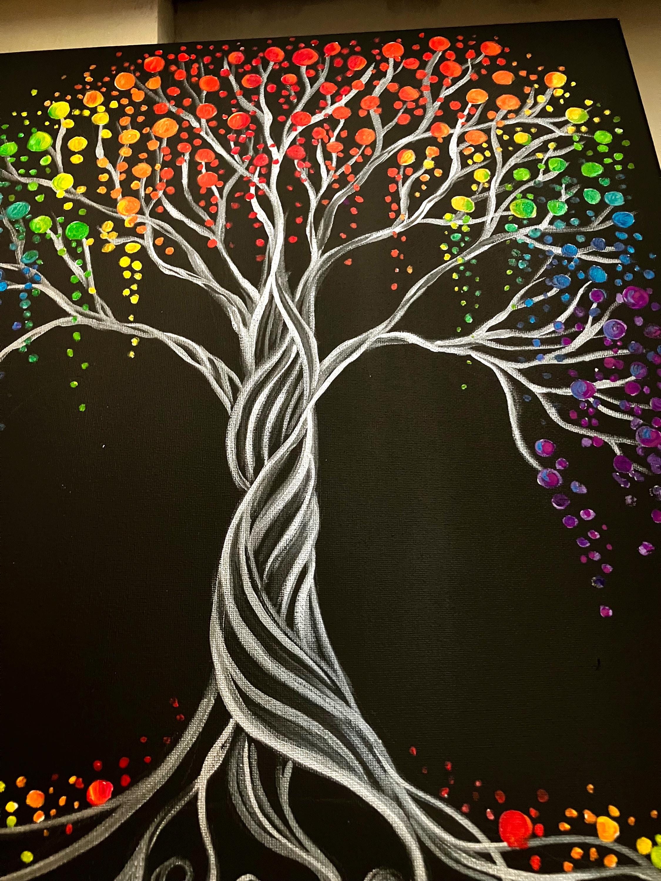 Dark Rainbow Tree Art - Etsy