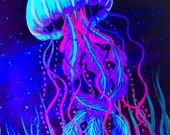 ブラックライトで描くクラゲの絵 - Etsy 日本
