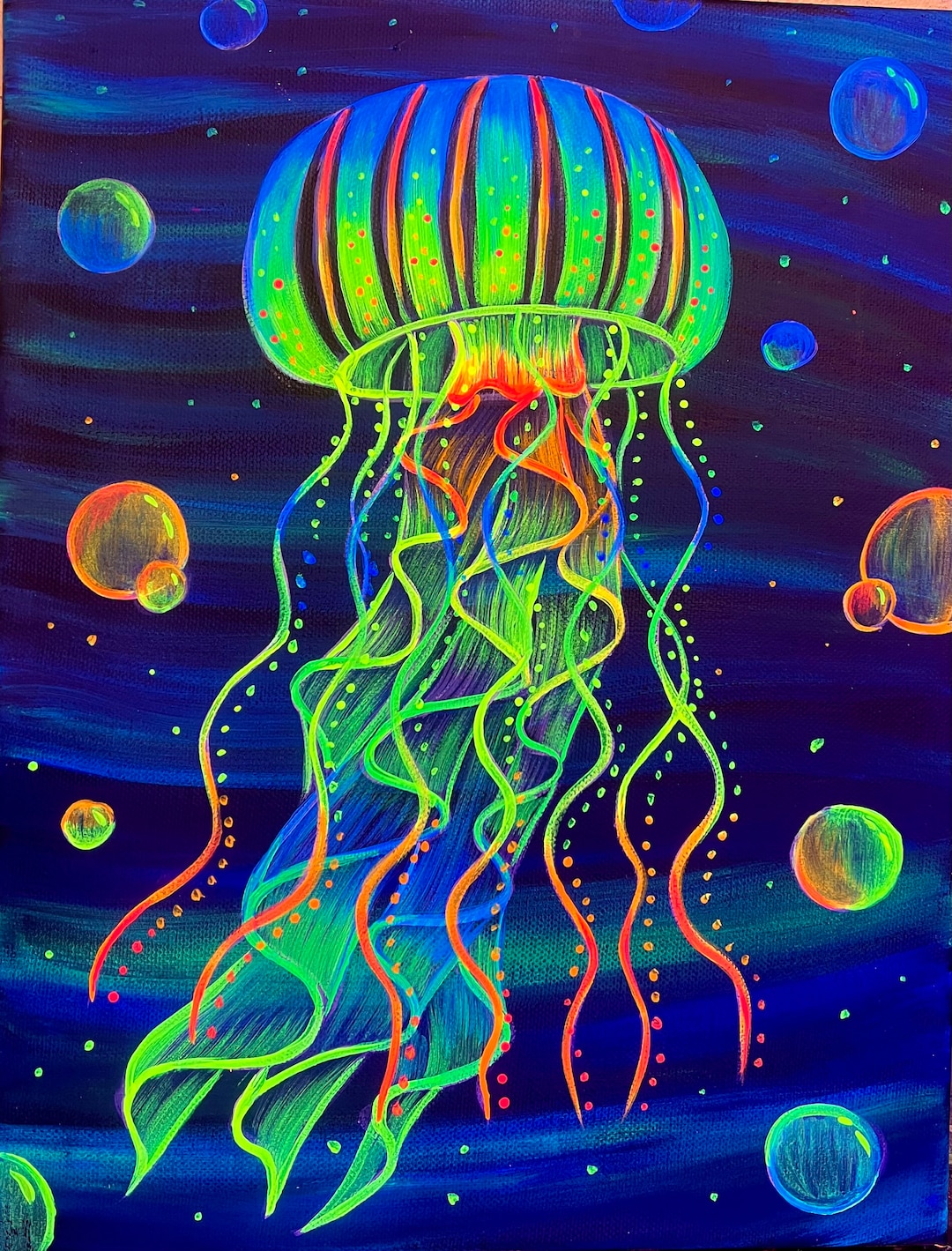 Jellyfish Black Light Painting Etsy