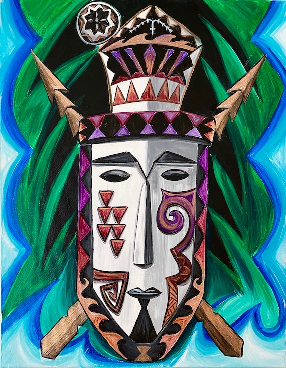Chuukese Tapuana Mask Painting: Micronesian Art, Hurricane
