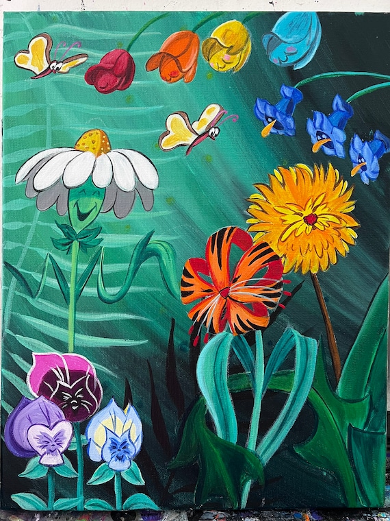 Alice in Wonderland Fan Art Flower Scene Etsy Alice in Wonderland Fan Art Flower Scene Etsy