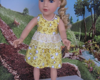 Darling Easter dress fits Journey Girl dolls and other 18" dolls with similar build.