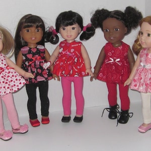 14.5 inch doll clothes such as Wellie Wishers H4H Glitter Girls sweetheart top leggings shoes boots your choice Valentine&#39;s pink red USA