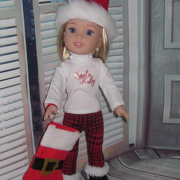 14.5 inch doll clothes fits dolls such as Wellie Wishers H4H Betsy McCall Santa baby 4 pc. outfit boots separate handmade USA